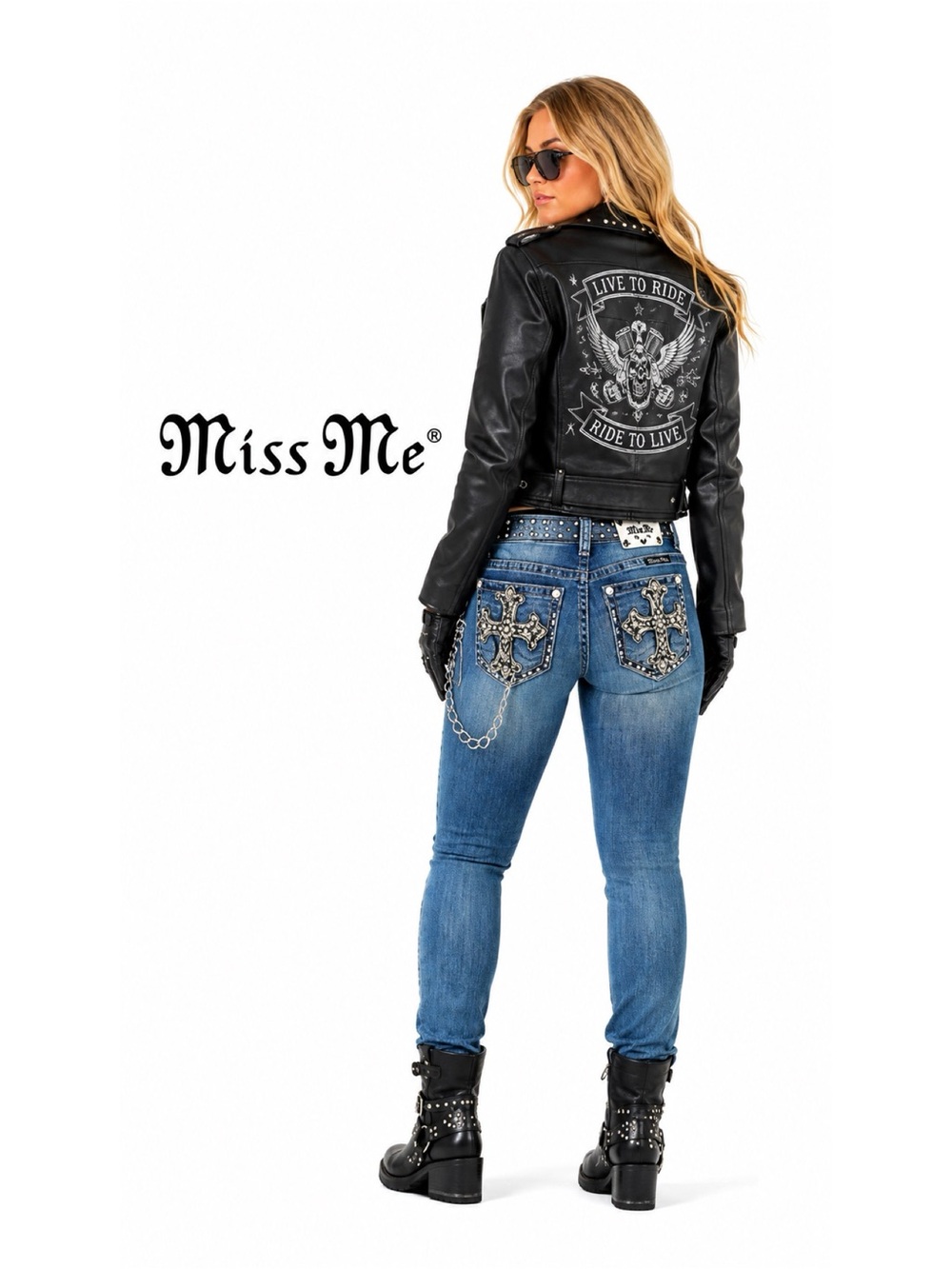 MISS ME Cross Embellished Skinny Jeans